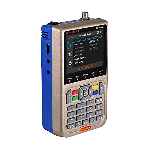 Docooler GTMEDIA V8 Meter Messgerät TV-Signal Finder-Messgerät DVB-S / S2 / S2X HD Digitalzähler 3,5-Zoll-LCD-Anzeige 3000mAh Batterie