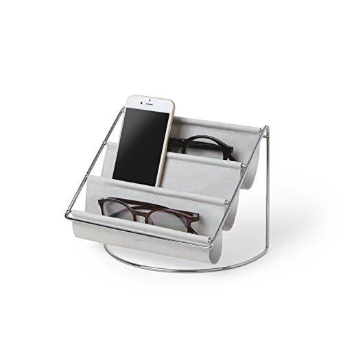 Umbra Hammock Accessoire Organizer ­- Ablage für Schlüssel, Sonnenbrillen, Lesebrillen, Handys, Briefe und mehr, Wildleder/Chrom
