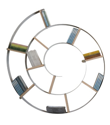 Wandregal Snail, Silber, CD-/DVD-/Bluray-/Bücher Regal, dekoratives Schneckenregal für 150 CDs