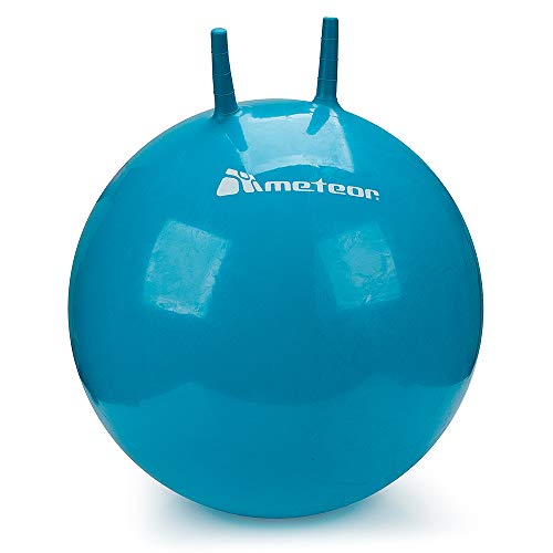 meteor Bouncy Hüpfball Gummiball Hopsball Sprungball Springball Hopser 55cm – 65cm Plus UP Aufkleb (Blau 65cm)