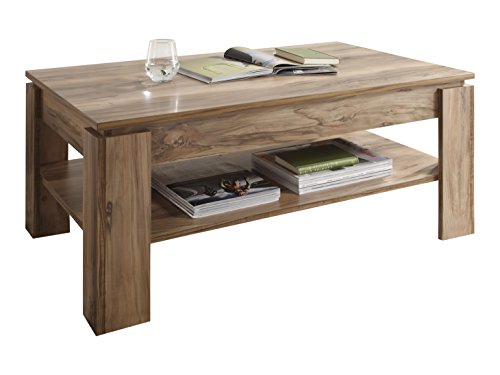 trendteam Couchtisch Wohnzimmertisch Universal, 110 x 47 x 65 cm in Nussbaum Satin Dekor mit Ablageboden