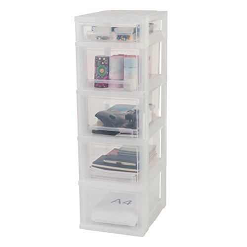 Iris, Schubladenschrank/Schubladenbox / Rollwagen/Rollcontainer / Werkzeugschrank 'Smart Drawer Chest', SDC-314, mit Rollen, Kunststoff, Schwarz/Transparent