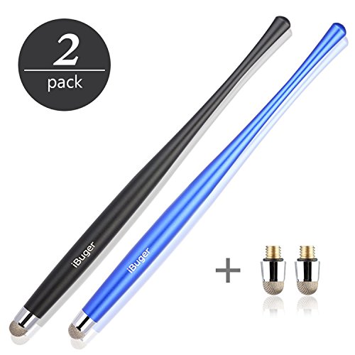 iBuger Eingabestifte Touchpen Stylus für Smartphone Touchscreen Tablet Android Samsung Iphone Apple Ipad mit 2 x Fiber Tips -Schwarz /Blau