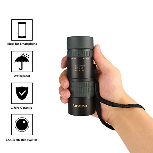 HD Monokular Teleskop, bedee 24x30 Monokulare Telescope Dual Focus Optik-Weitwinkel Monokular Teleskophaben mit BAK4 Prism / Handy Halterung, Wasserdicht und Stoßfest für Adults Kids Camping, Vogelbeobachtung, Reisen, Garten, Natur, Tiere Jagd