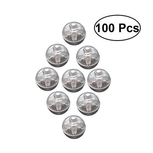 Toyvian LED Ballons Lichter Mini Runde Ballon Lampe Roly-Poly Ornament für Halloween Weihnachten Hochzeit Geburtstag Party Dekoration 100 STÜCKE (Weiß)