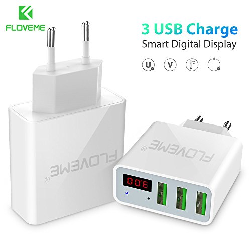 3-Port USB schnelle Echtzeitüberwachung Strom und Spannung Ladegerät, Reiseladegerät Adapter (Europäische Normen)