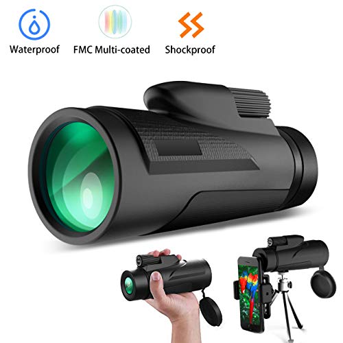 Gafild Monokulare Teleskop, HD 12x50 Zoom Monokular Wasserdicht monokular-Teleskope beschlagfest mit Smartphone Adapter Stativ für Vogelbeobachtung, Jagd, Wandern Sightseeing, Konzert Ballspiel