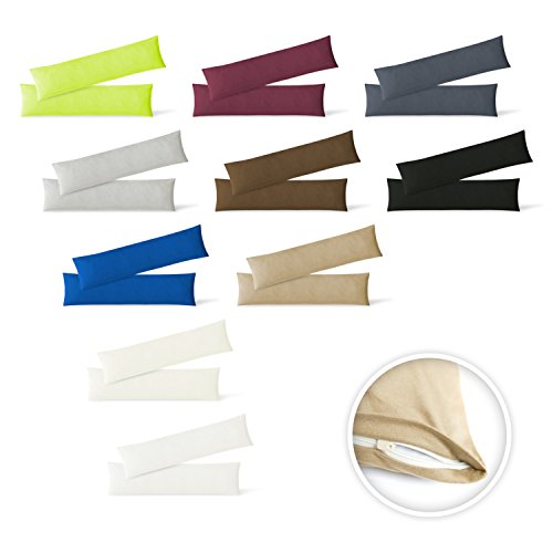 Kissenbezug Stillkissenhülle Seitenschläferkissenbezug 2er Set Sparpack Kissenhüllen mit Reißverschluss in 10 Farben hochwertige Jersey Qualität 150g/m² 100% Baumwolle ÖKO-TEX 40x145 cm anthrazit