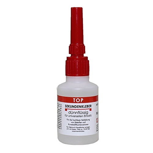 Top Sekundenkleber 50g dünnflüssig (9,98€/100gr) Industriequalität für Handwerk  Haushalt  Hobby  Modellbau  Blitzkleber Atomkleber Superkleber von Langlauf Schuhbedarf