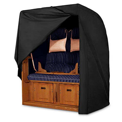 Dokon Schutzhülle Strandkorb Wasserdichtes Atmungsaktives 420D Oxford-Gewebe Strandkorb Abdeckung(135x105x175/140cm) - Schwarz