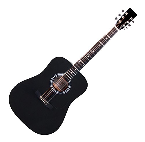 Classic Cantabile WS-10BK Westerngitarre (Dreadnought, Western akustik, Stahlsaiten, Anfänger & Fortgeschrittene) schwarz