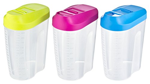 Kigima Vorratsdose, Schüttdose 1000ml, 3er-Set für Trockenvorrat Blau/Grün/Pink