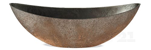 matches21 Jardiniere Pflanzschale Pflanzgefäß oval Blumenschale Kunststoff Schale Rostoptik 1 Stk. 39x10,5x10 cm