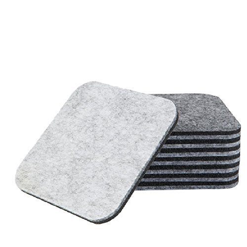 FILZUNTERSETZER Zweifarbig, Quadratisch, 8er Set, Hellgrau/Grau (Farbkombination wählbar). Glasuntersetzer Beidseitig nutzbar. Eckige Untersetzer aus Filz schützen Tisch & Bar.