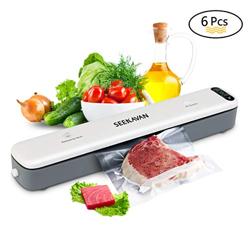 Vakuumiergerät für Lebensmittel Vakuumierer & Folienschweißgerät automatisch 6 Größe Vakuumierbeutel, 30cm Schweißnaht 1 Vakuumschlauch, Versiegelung bis 8x länger frisch, LED-Anzeigeleucht