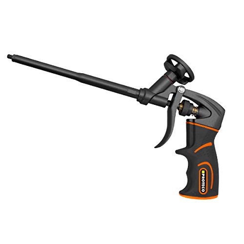 Proteco-Werkzeug PU-Schaumpistole Teflon beschichtet Profi-Qualität Montagepistole Einhandbedienung Softgrip