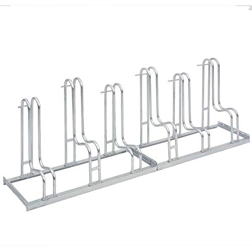 Fahrradständer Standparker 4056 | 6 Fahrrad Stellplätze | einseitig | Stahl verzinkt | Sicherer Radständer auch für Mountainbikes | Fahrradparker Bodenparker Bügelparker