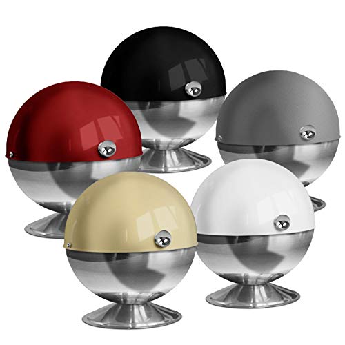 casa pura Kugelrunde Zuckerdose Zuckerkugel Keksdose Bonboniere Servierschale | Mit Rolldeckel und Griff | Rostfreier Edelstahl | In 5 trendigen Farben (grau)