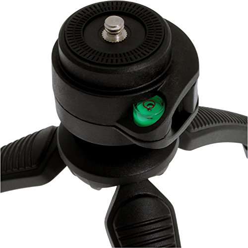 igadgitz PT310 Kompaktes Dreibeiniges Mini-Tischstativ und Griff Stabilisator + Universal Smartphone Handy Halter Halterung Stativadapter Clip – Schwarz