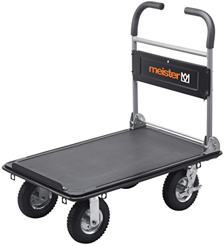 Meister Plattformwagen 'super cross-over'  Klappbar  Bis 300 kg Tragkraft  Feststellbremse | Transporthilfe mit Lenkrollen | Paketwagen mit Luftbereifung | Klappwagen aus Stahl | 8985700