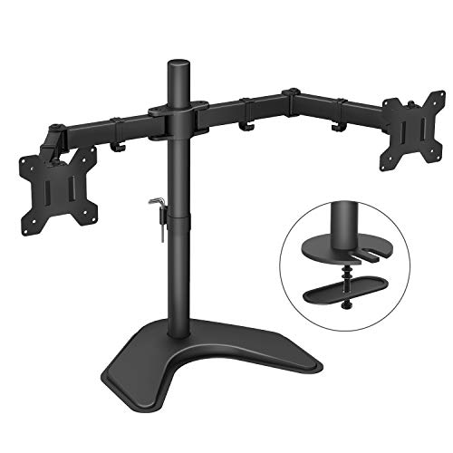 HUANUO Monitor Halterung für 2 Monitore - Höhenverstellbare Monitor-Tischhalterung mit Schwenkbare- und Neigbare 2 Armen - Jeder Arm hält 10kg - für 13 bis 27-Zoll Bildschirme, Max.VESA 100 x 100 mm