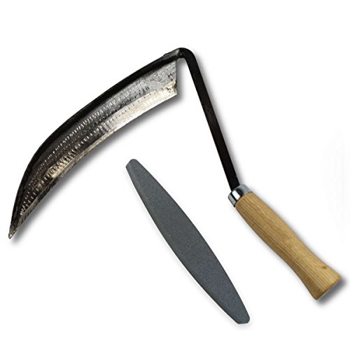 Kleine Sensensichel im Feuer geschmiedete 14 cm Stiellänge inkl. gratis Schleifstein - Handarbeit aus Deutschland