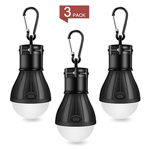 Linkax Campinglampe LED Tragbare Zeltlampe Camping Laterne Glühbirne Set Camping Lampe Notlicht Wasserdicht mit Karabiner für Abenteuer,Angeln, Garage,Notfall,Stromausfall(3 Stück)