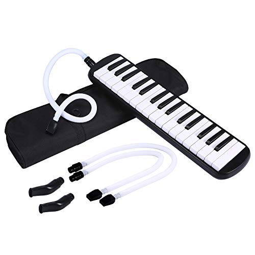 Asmuse32 Note Melodica Nasum Melodika Black Includes Tube Mouthpiece and Carry Case