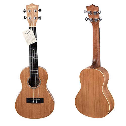 Rayzm Konzert Ukulele, Einsteiger 23 Zoll Ukulele mit Original Aquila Nylon Saiten, Satin Matt-Finish, schöner ABS Bindung, 0rmosia Henryi Prain Korpus, komplett verchromte Stimmwirbel (23 ')