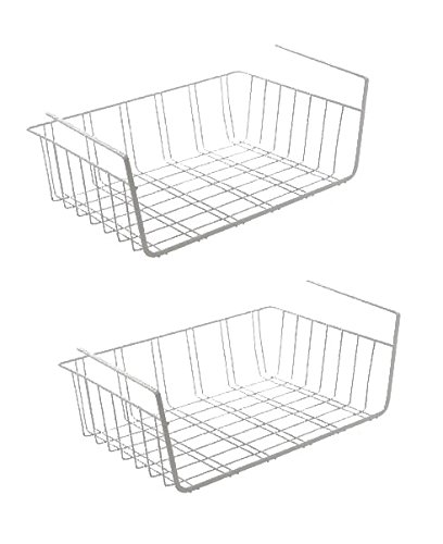 2er Set Hängekorb aus Metall Aufbewahrungs-Korb für Küchenschränke Kleiderschränke Regale Unterbauschrank Unterbau-Regal