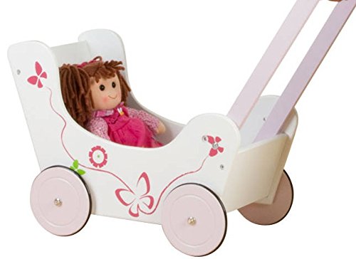 Besttoy Holz Puppenwagen mit Schmetterlingsmotiv