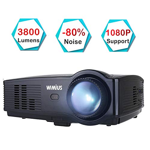 Beamer, WiMiUS T4 3800 Lumens Videobeamer Heimkino-Projektor Unterstützung 1080P 50.000H LED kompatibel mit Amazon Fire TV Stick Laptop iPhone Android-Telefon Xbox über HDMI USB VGA AV (Native 720P)