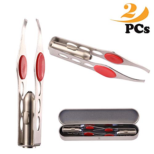 pinzette mit licht,Edelstahl-Augenbrauen-Pinzette-Haar-Abbau-Make-upwerkzeuge, 2pcs