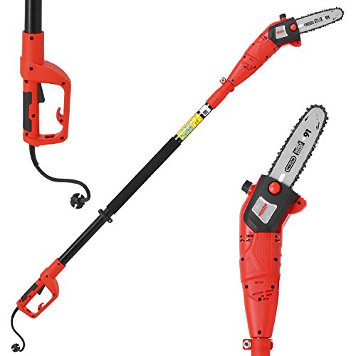 HechtElektro-Hochentaster 976 W Astkettensäge Profi-Astsäge (750 Watt, Schwertlänge: 24 cm, Arbeitshöhe: bis 4 m)