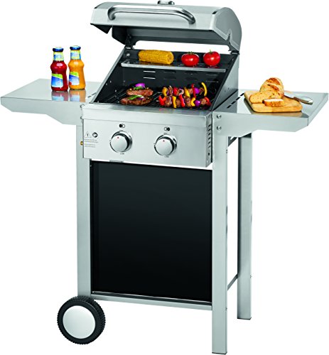 ProfiCook PC-GG 1128 Gasgrill 2 Edelstahlbrenner, Edelstahlfront und -haube, klappbare Seitentische