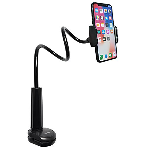 Tryone Handy Halterung, Schwanenhals Halter - der Flexible Arm verstellbar Halter im Bett Ständer für iPhone Serie/Samsung Handys/Google Pixel und Mehr, 70cm Länge ... (schwarz)