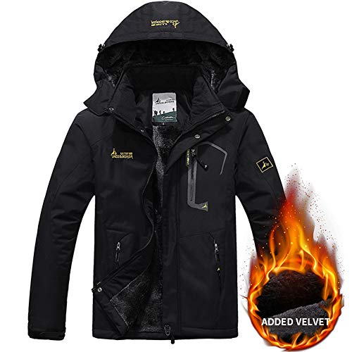 GITVIENAR Herren Outdoorjacke mit Abnehmbare Kapuzen Und Fleece-Futter, Ultra Wasserdicht Atmungsaktiv Funktionsjacke Verdickt Winterjacke Warm Übergangsjacke Winddicht Softshelljacke