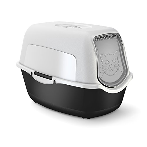 Rotho Katzenklo mit Haube und Tür | einfach zu reinigende Katzentoilette für Hauskatzen mit geruchshemmendem Aktivkohlefilter | Kunststoff/Plastik (PP)| Größe (LxBxH) 55.5x40x38.7 cm