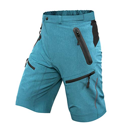 ALLY MTB Hose Herren Radhose, Wasserabweisend Mountainbike Kurz, Outdoor Sport Fahrradhose Herren Shorts (Blau, XL(Taille:35'- 37', Hüften:41'- 43'))