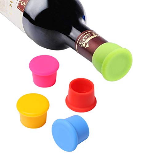 Vicloon Packung mit 5 Silikon Kronkorken, Weinflasche Caps/Bier Sealer Abdeckung, verschiedene Farben Reusable