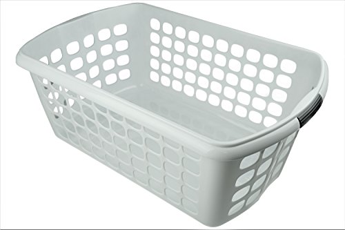 HRB Wäschekorb 54 x 35 x 23 cm, 44L Wäschewanne Wäsche Box (Weiß)