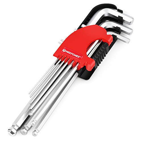 Maxpower Innensechskantschlüssel Set, (1.5-10m) Profi Innensechskant Satz mit Klapphalter Schlüssel klein und kompakt Sechskantschlüssel Set 9-teilig.