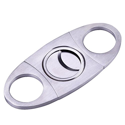 Newyond Zigarrenschneider Edelstahl Doppelte Klinge Guillotine Schere für die meisten Größe von Zigarren Silber