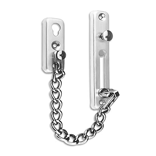 Huture Tür Sicherheitskette Kettenschloss Türkette aus Edelstahl Gießen Türsicherung Front Kette Kratzschutz mit Schrauben Hardware Hotel Familie Innentüren Türen Fenster Silber gebürstetes Chrom