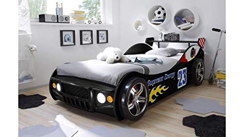 Möbel Akut Autobett Energy MDF Kinderbett Jugendbett Bett schwarz lackiert mit LED