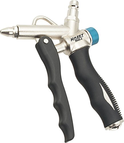 HAZET 2-Wege Ausblaspistole (Luftanschluss an Kopf oder Griff, mit stufenlosem Druckregulator, austauschbare Düsen, robustes Aluminiumgehäuse) 9040-4