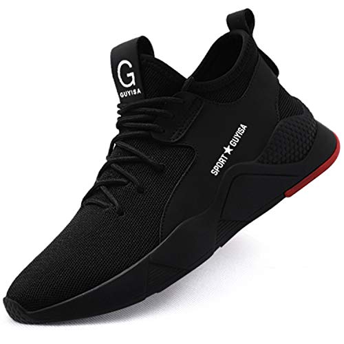 H-Mastery Sicherheitsschuhe S3 Herren Damen Arbeitsschuhe Leicht Sportlich Sneaker Schutzschuhe mit Stahlkappe(Schwarz 5,Größe44)