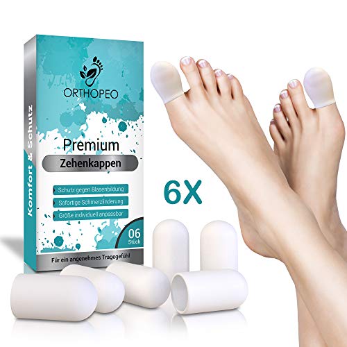 Premium Zehenkappen Zehenschutz gegen Blasenbildung und Schwielen [6er Set] Zehenpolster Zehenpflaster - Universalgröße