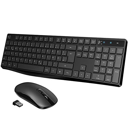 VicTsing Tastatur Maus Set Kabellos, Funkmaus und Tastatur, Tastatur Kabellos Schokoladen Tastenkappe, Mäuse Geräuschlose Klicken, für PC, Desktop, Notebook, Laptop, Windows XP / 7 / 8 / 10, Mac