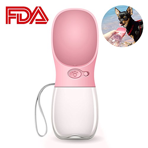 Swonuk Hunde Trinkflasche für unterwegs, 350ml Hund Wasserflasche Haustier Trinknapf Antibakterielle Tragbare Reise Trinkflasche Wasserspender Ideal für Unterwegs (Pink)